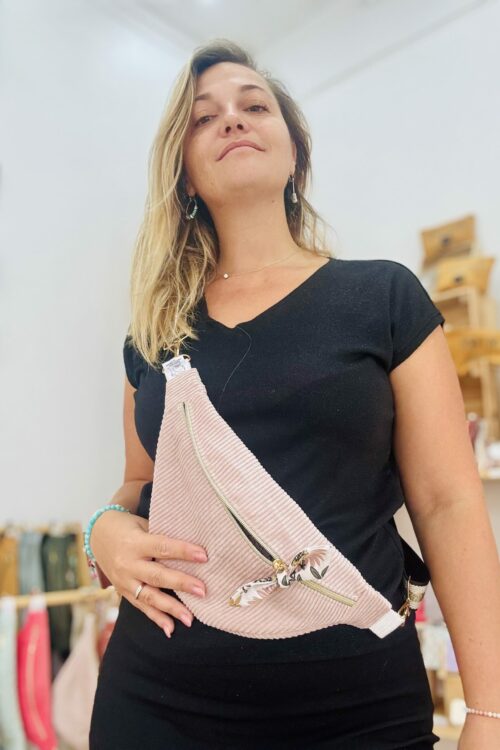 Sac banane velours avec noeuds