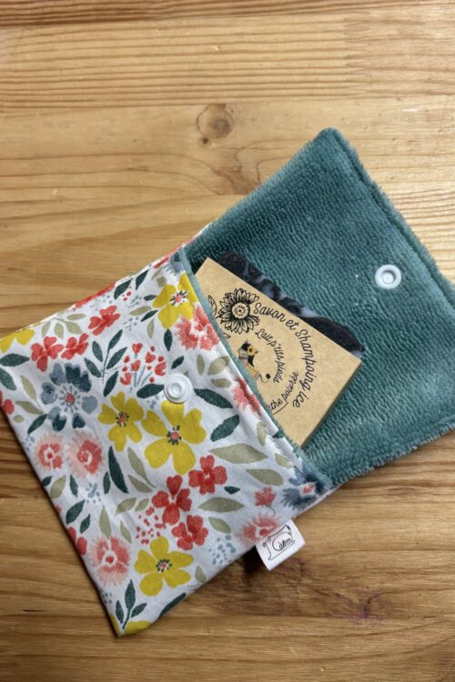 Étui Pochette Artisanale Éco-Conçue pour Savon Solide, Zéro Déchet et Voyage Fleurs jaune